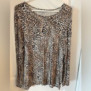Chico's Animal Print Long Sleeve Top